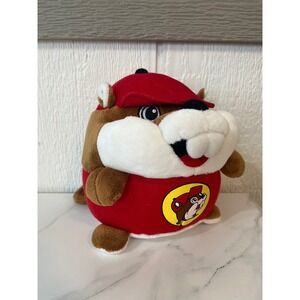 Bucc-ees Beaver Plush Toy Red Hat Yellow Logo Round Stuffed Animal